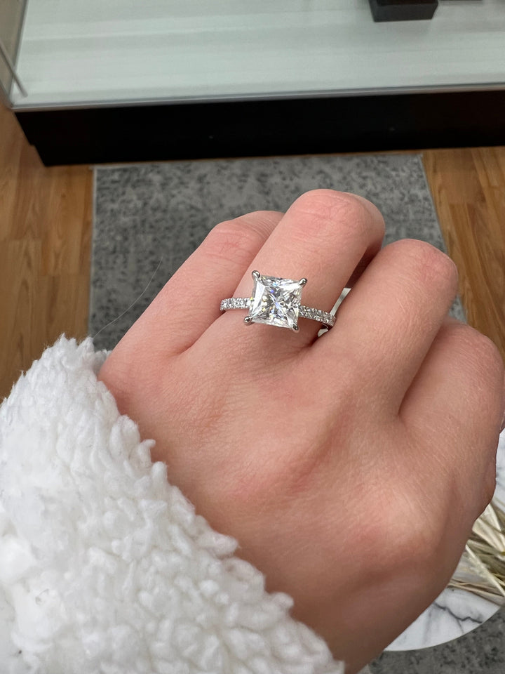 Princess Cut Engagement Ring With Pavé Band