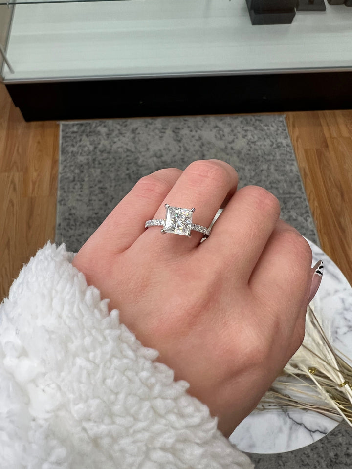 Princess Cut Engagement Ring With Pavé Band