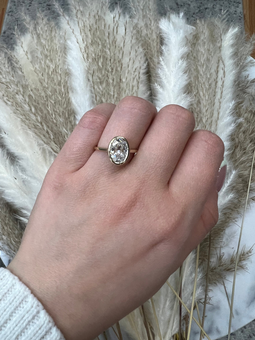 Bezel Set  Oval Cut Engagement Ring