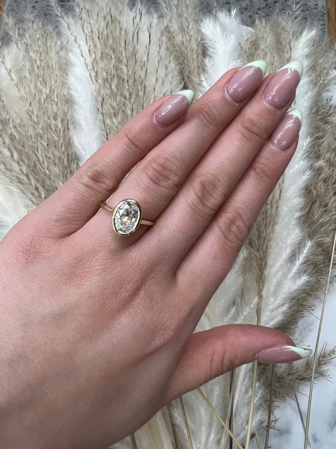 Bezel Set  Oval Cut Engagement Ring