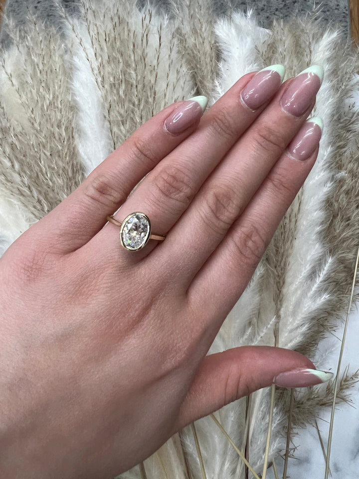 Bezel Set  Oval Cut Engagement Ring