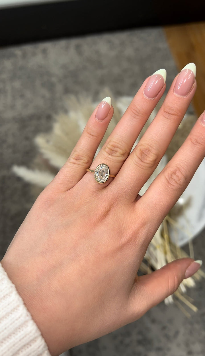 Bezel Set  Oval Cut Engagement Ring