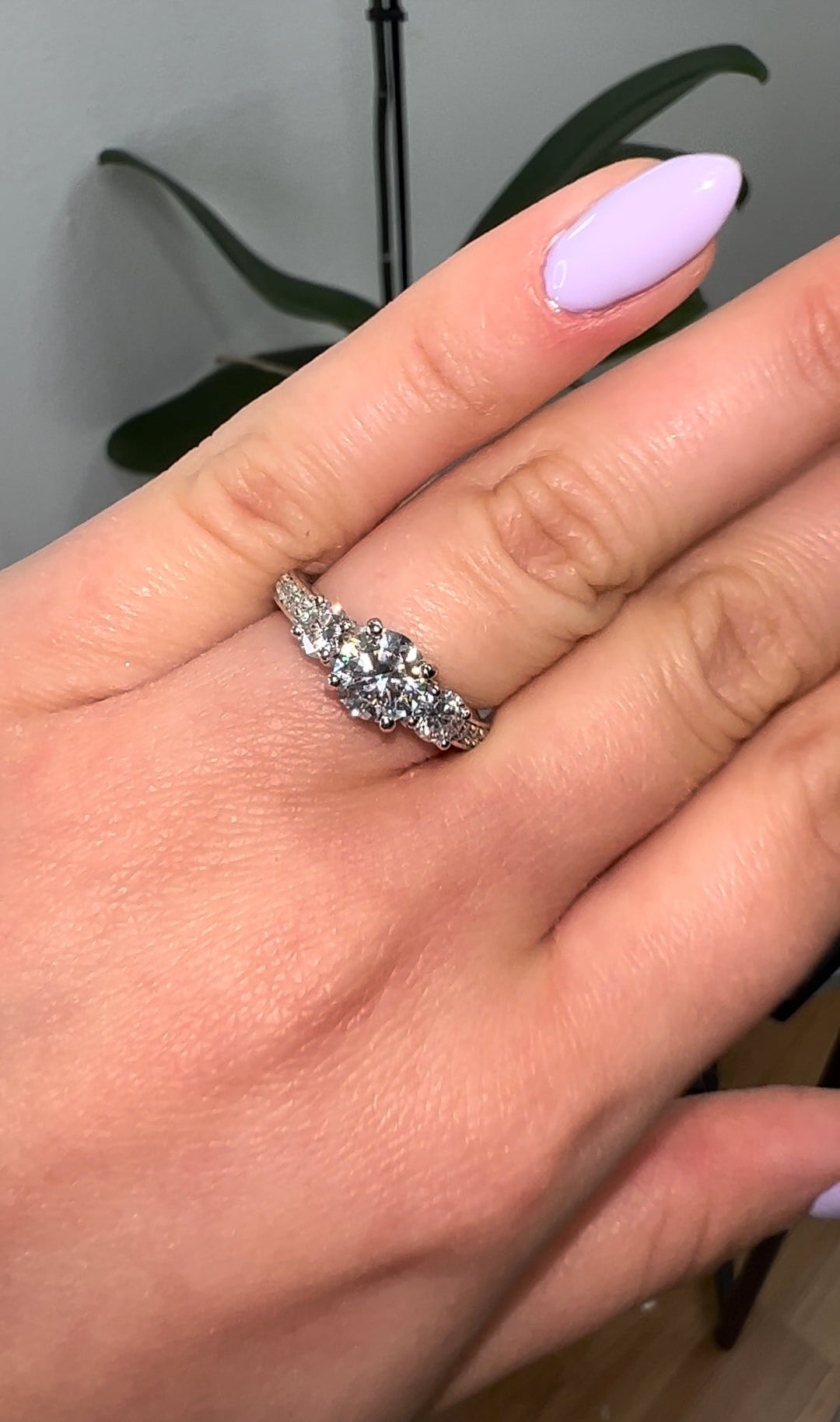 Round Cut Engagement Ring With Sidestones
