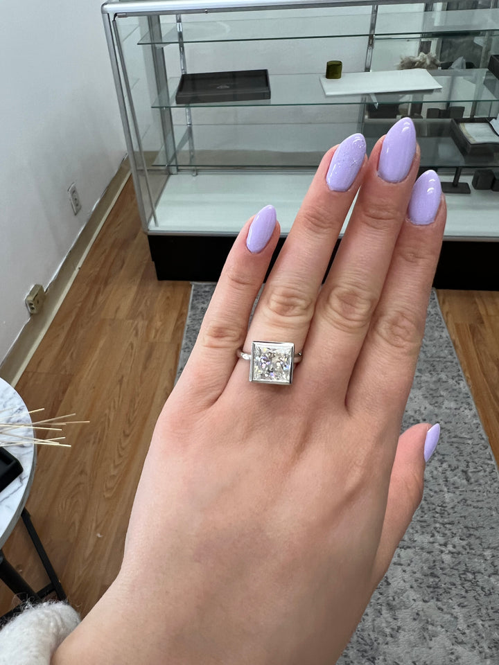 Princess Cut Bezel Set Engagement Ring