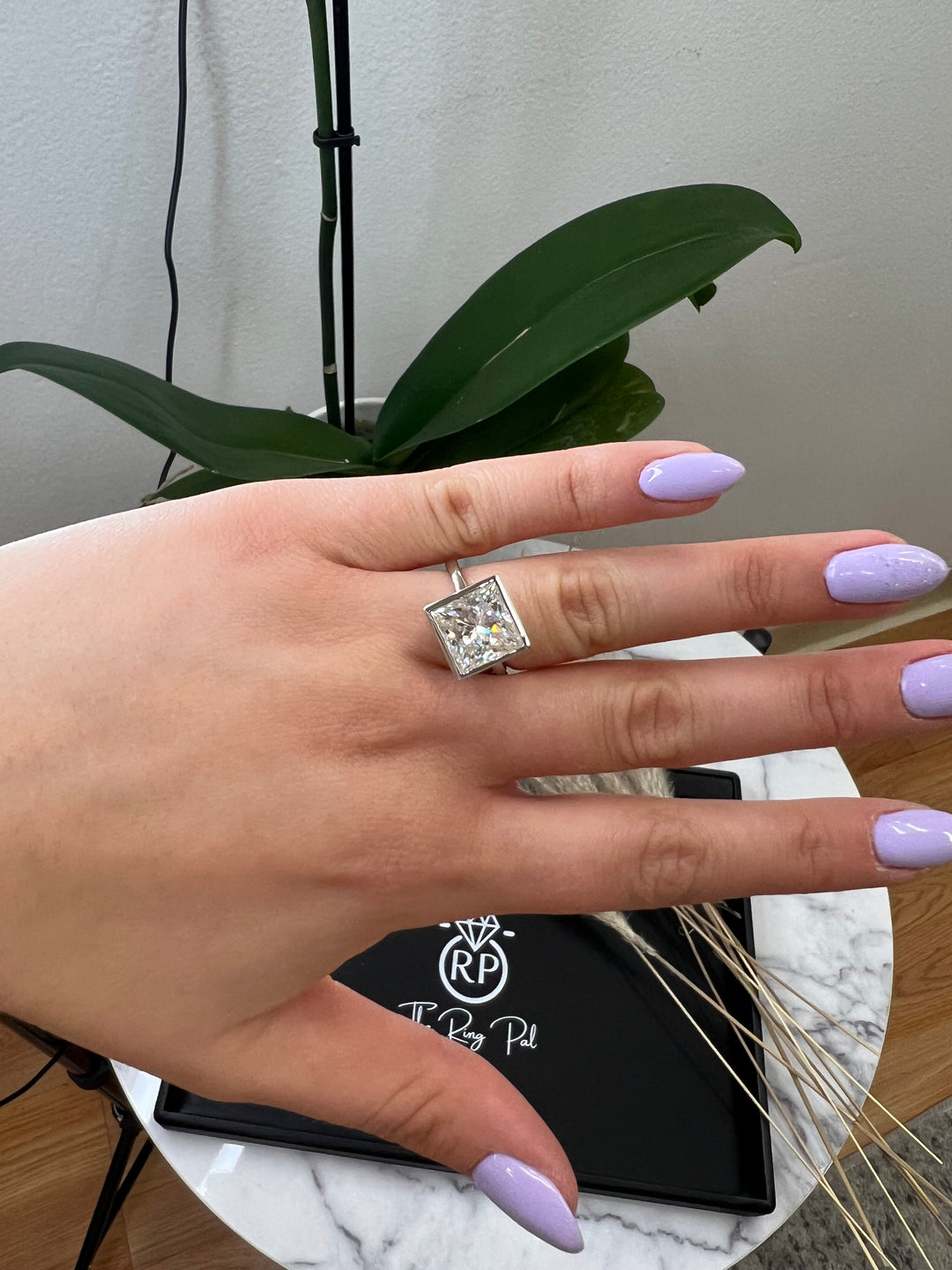 Princess Cut Bezel Set Engagement Ring