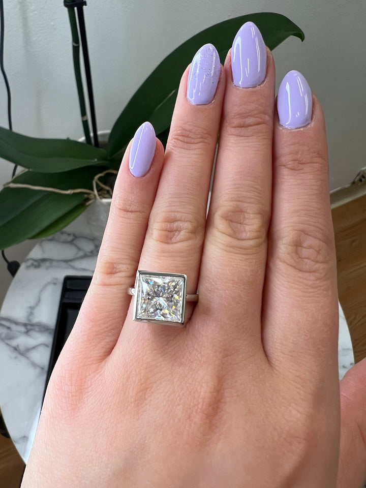 Princess Cut Bezel Set Engagement Ring