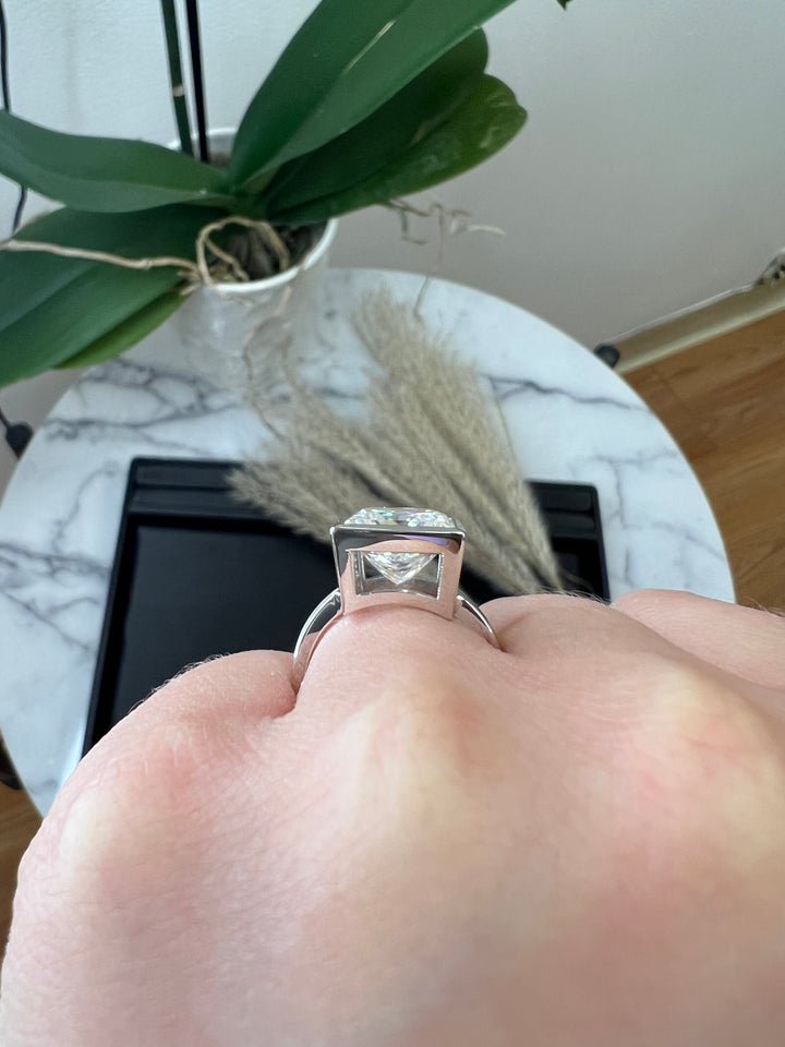 Princess Cut Bezel Set Engagement Ring