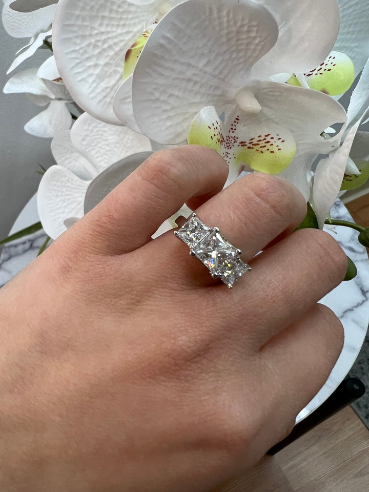 Princess Cut 3 Stone Engagement Ring