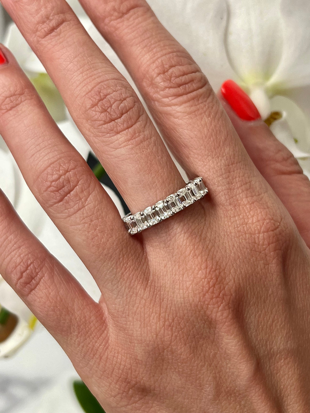 Emerald Cut  Eternity Band