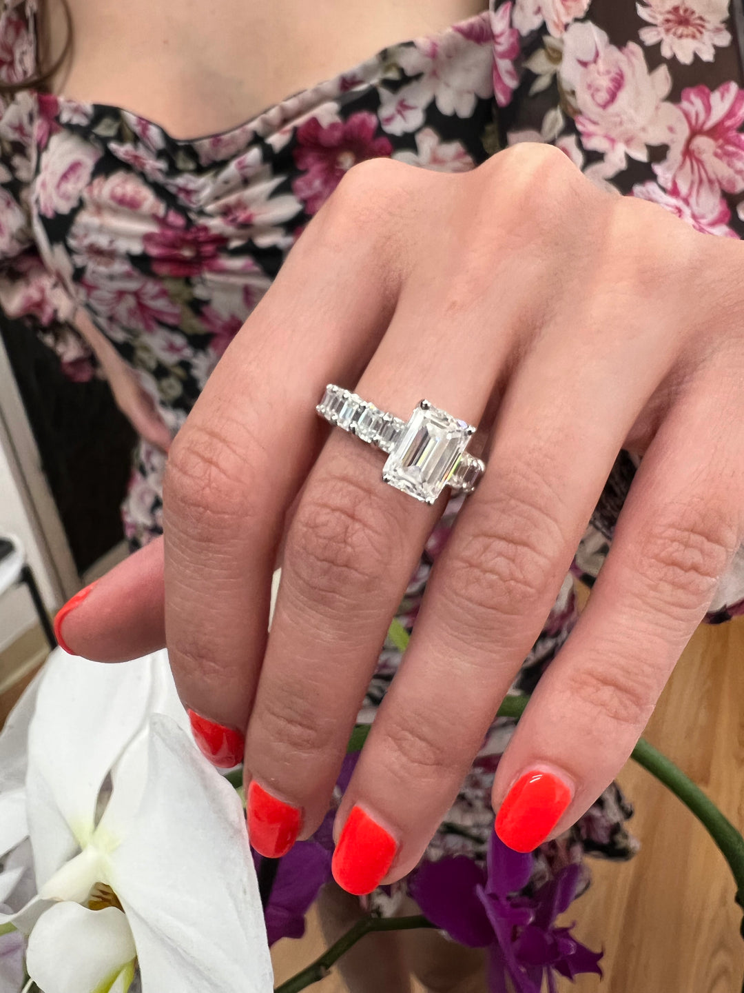 Emerald Cut Eternity Engagement Ring