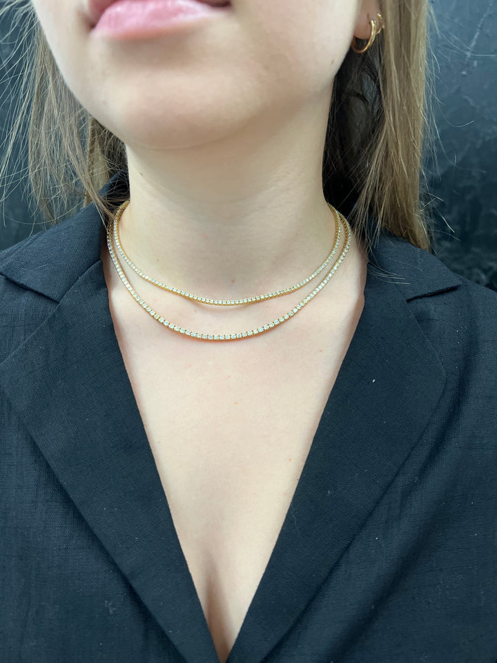 7 Carat 4 Prong Tennis Necklace Solid Gold