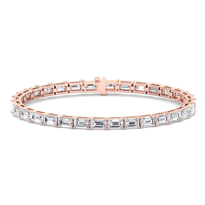 (14.50Ct T.W) East To West Emerald Cut Tennis Bracelet