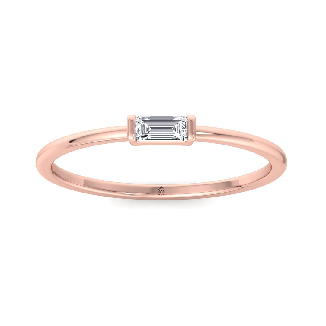 Dainty Baguette Solitaire Stackable Ring