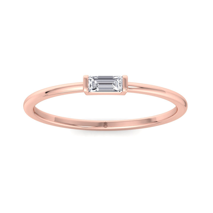 Dainty Baguette Solitaire Stackable Ring