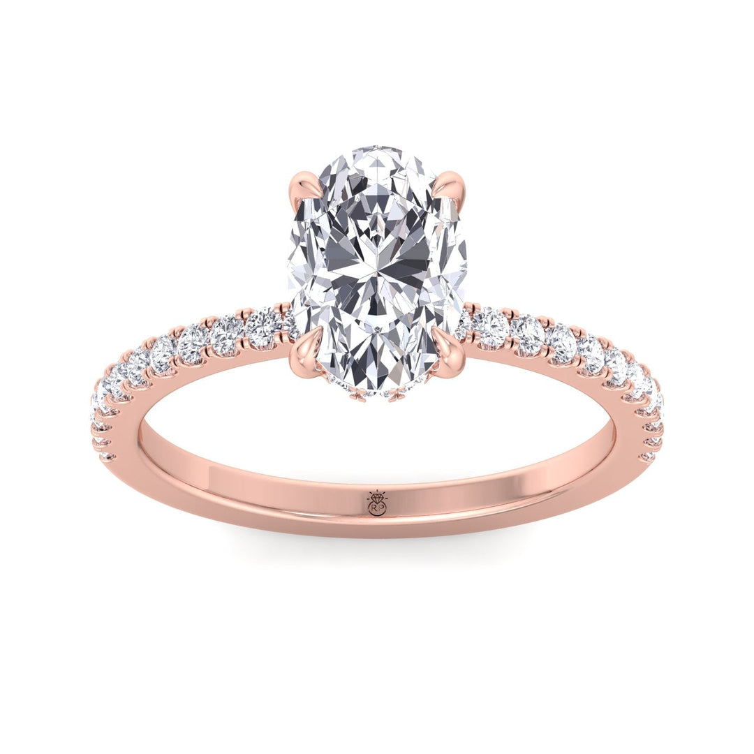 Oval Cut Engagement Ring with Marquise and Round Sidestones