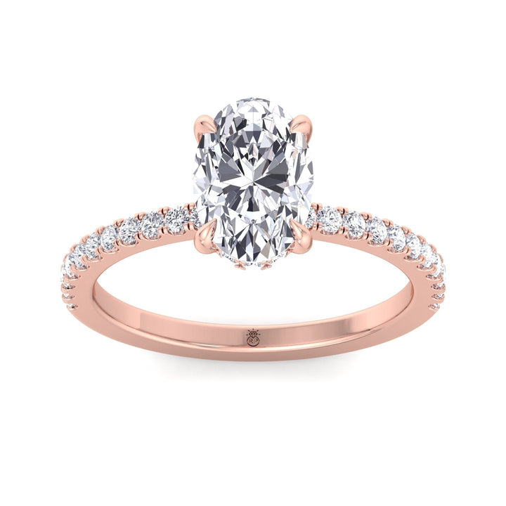 Oval Cut Engagement Ring with Marquise and Round Sidestones