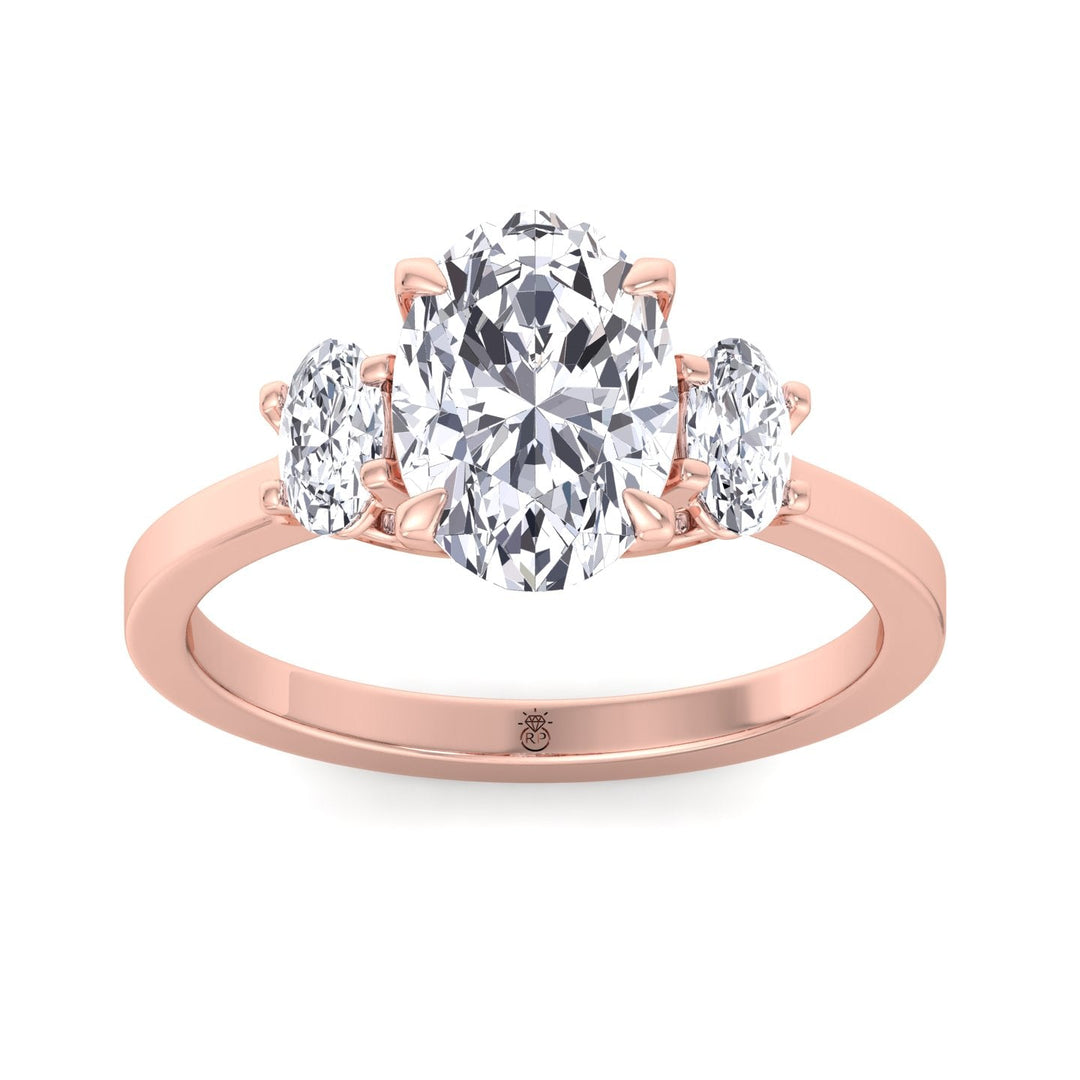 Oval Cut Engagement Ring with Oval Sidestones