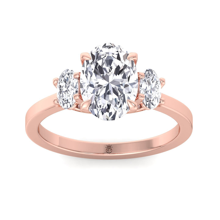 Oval Cut Engagement Ring with Oval Sidestones
