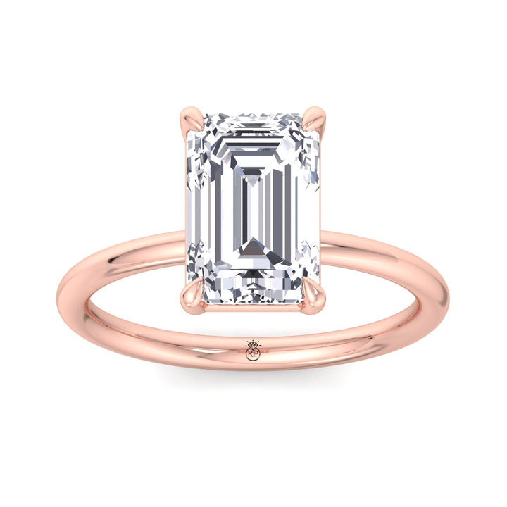 Emerald Cut Thin Band Solitaire Engagement Ring