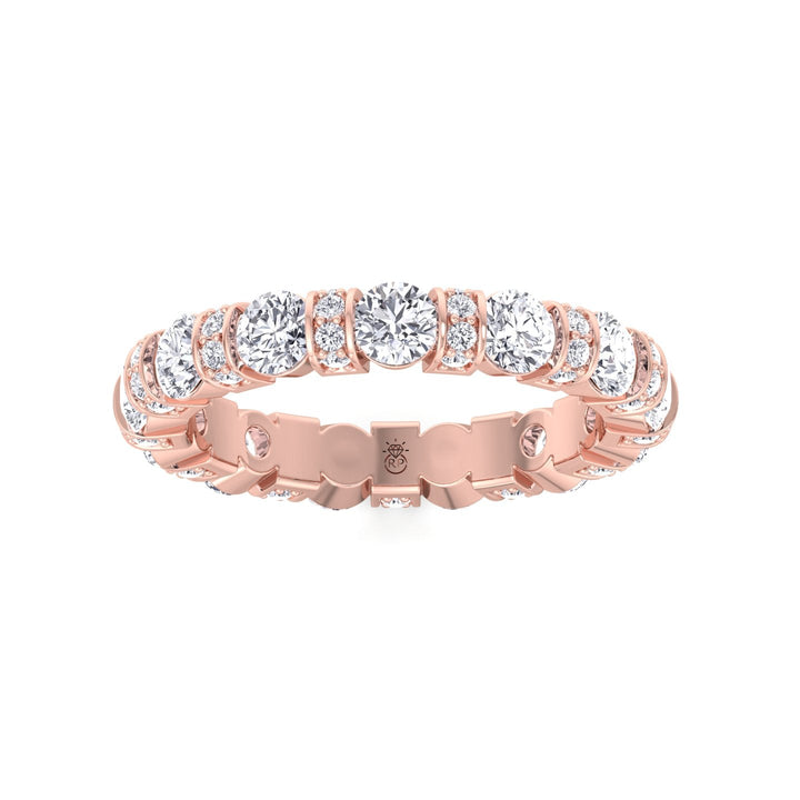Round Cut Eternity Band With Pave Accents