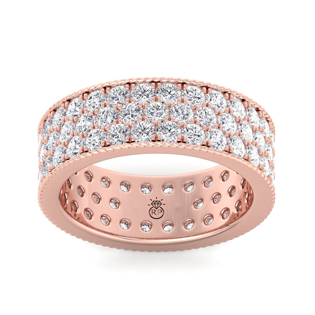 3 Row Pave Round Cut Eternity Band