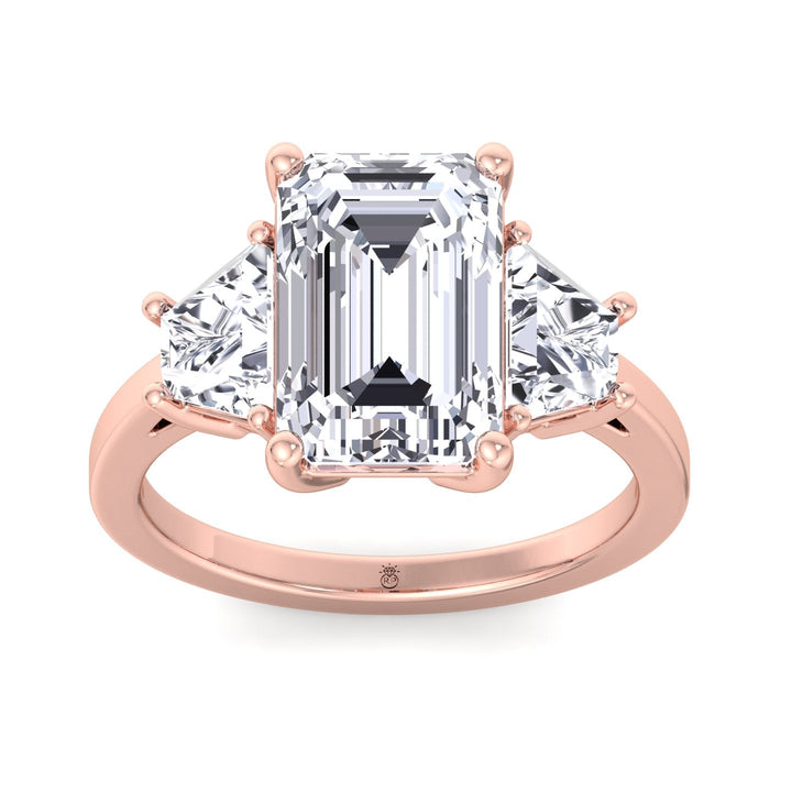 Three Stone Ring Trapezoid &amp; Emerald Cut Engagement Ring