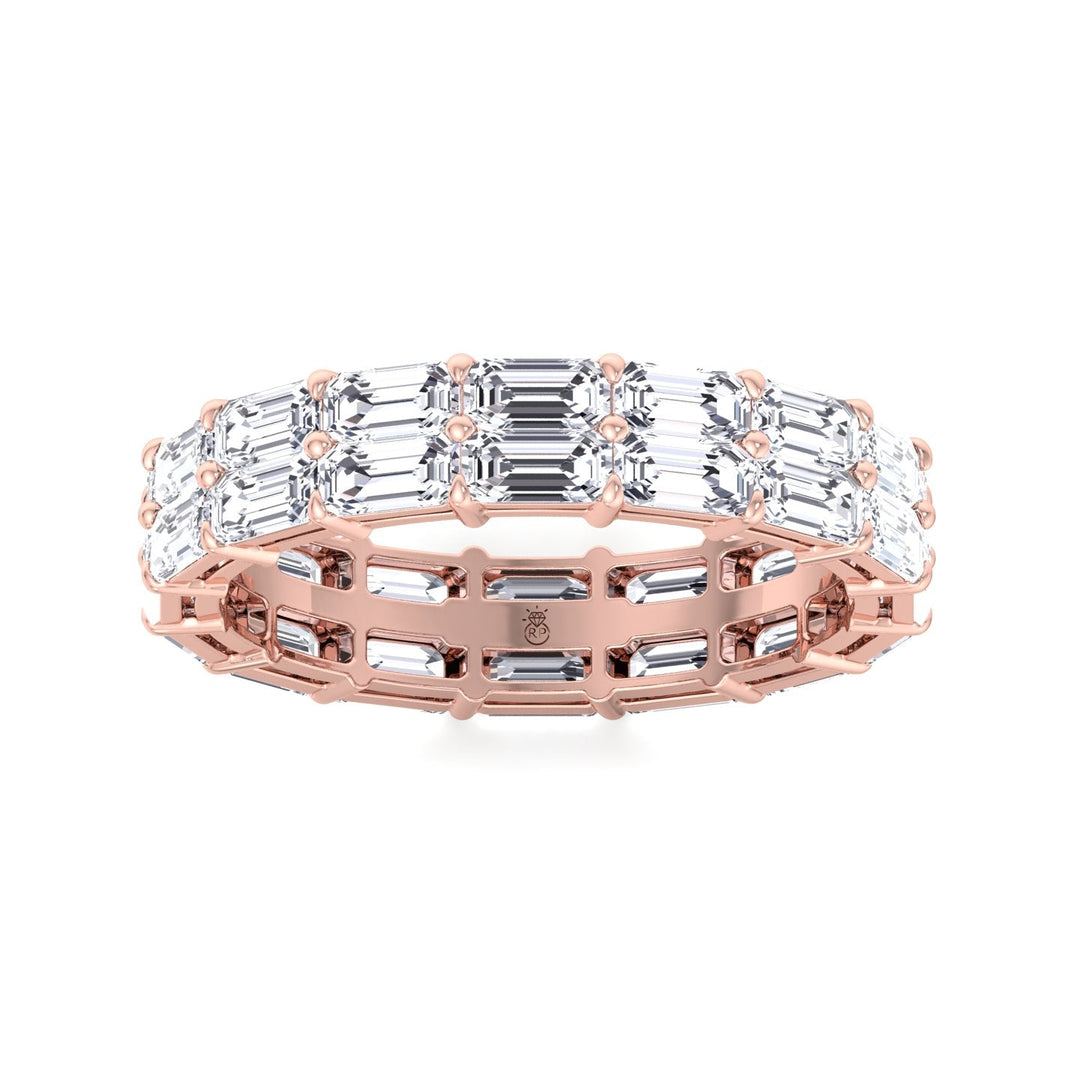 Double Row East to West Emerald Cut Eternity Band