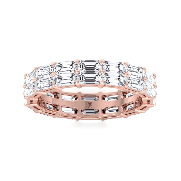 Double Row East to West Emerald Cut Eternity Band