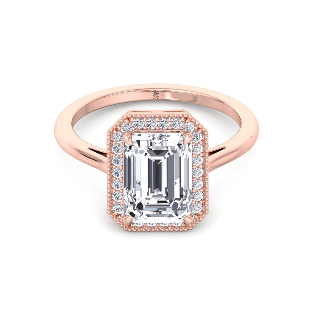 Vintage Emerald Cut Halo Engagement Ring