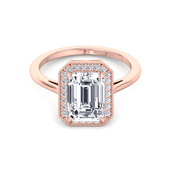 Vintage Emerald Cut Halo Engagement Ring