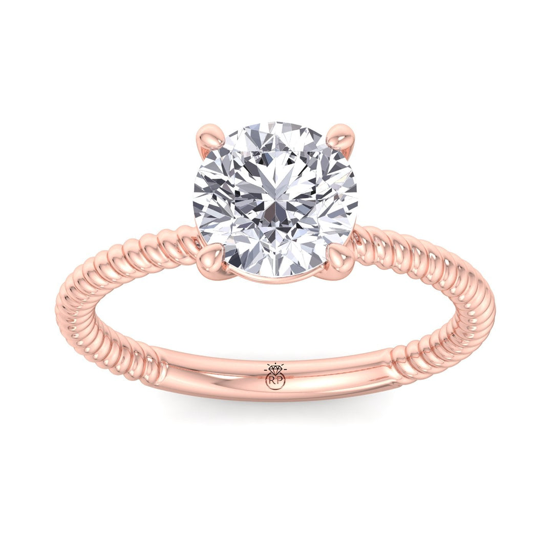 Twisted Rope Band Round Cut Solitaire Engagement Ring