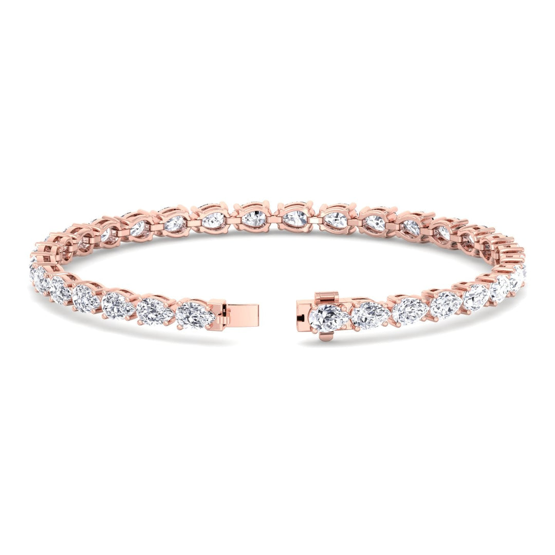 (13.70Ct T.W) Pear Shape East To West Tennis Bracelet