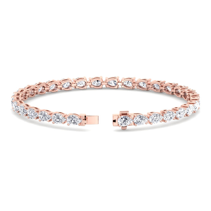 (13.70Ct T.W) Pear Shape East To West Tennis Bracelet