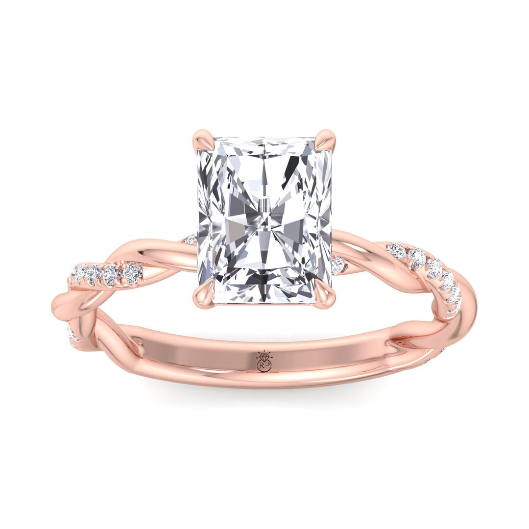 Radiant Cut Twisted Band Engagement Ring