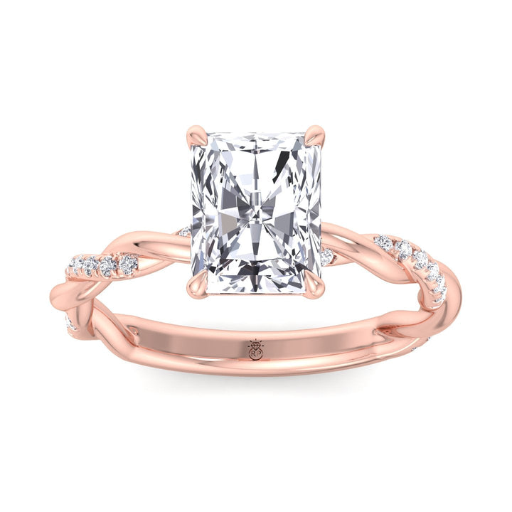 Radiant Cut Twisted Band Engagement Ring