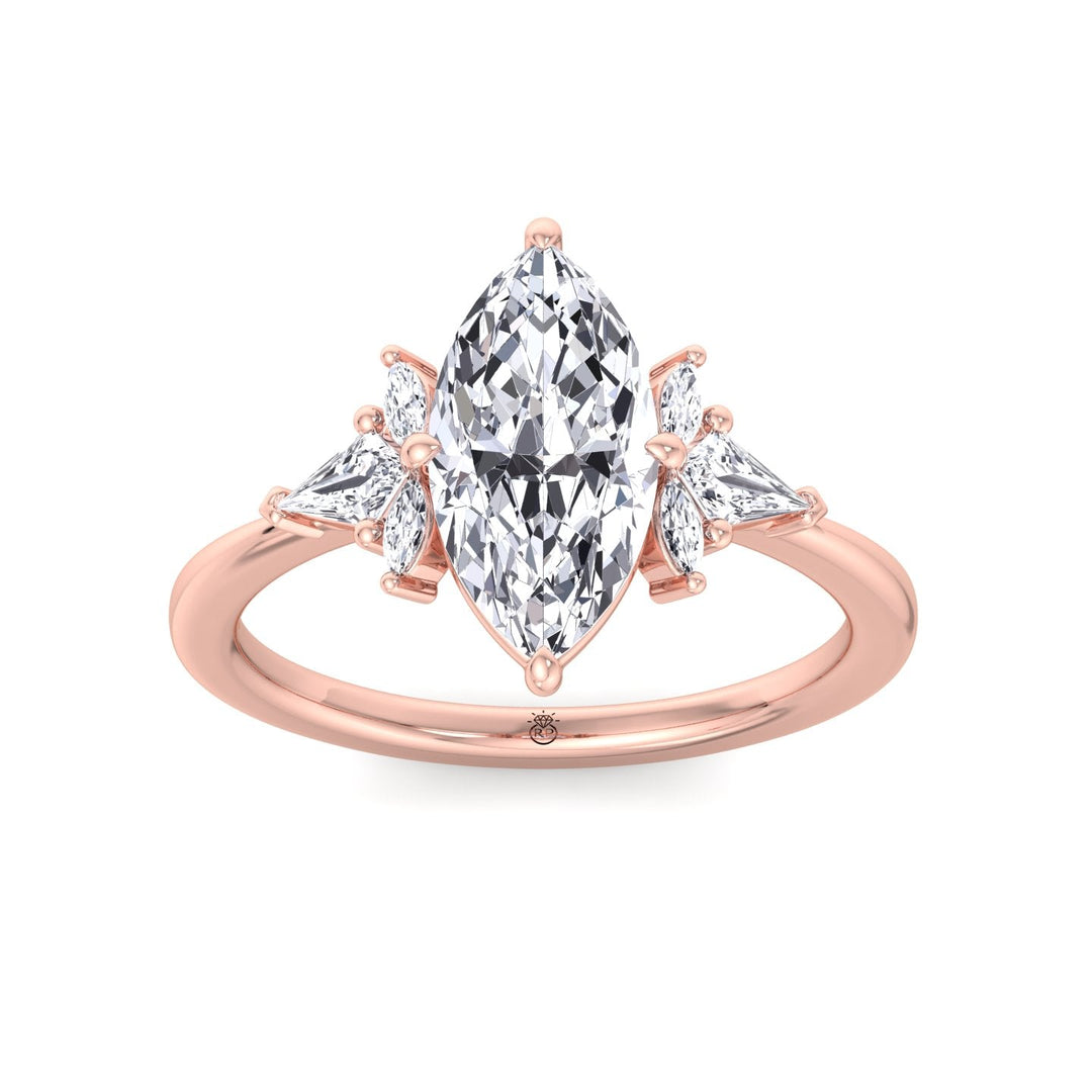 Marquise Shape Engagement Ring with Marquise and Pear Shape Sidestones