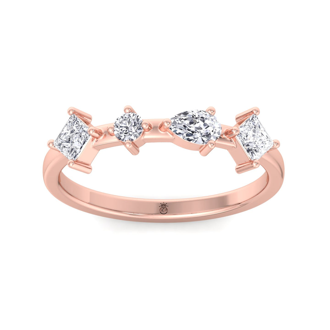 Multi Shape 4 Stone Wedding Band (0.55CT )