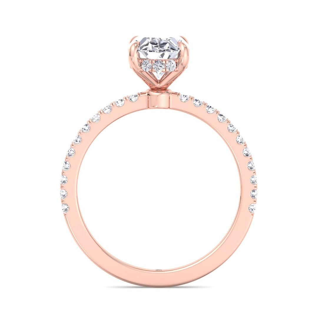 Oval Cut Engagement Ring with Marquise and Round Sidestones