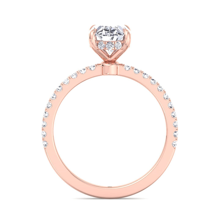 Oval Cut Engagement Ring with Marquise and Round Sidestones