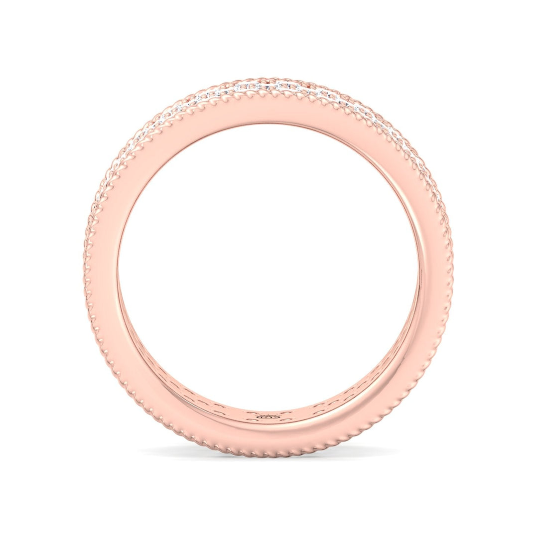 3 Row Pave Round Cut Eternity Band