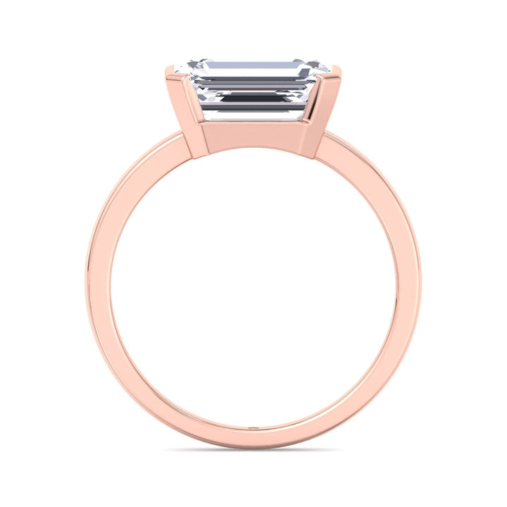Bezel Set Emerald Cut Engagement Ring East to West