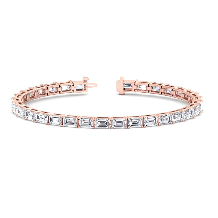 (14.50Ct T.W) East To West Emerald Cut Tennis Bracelet