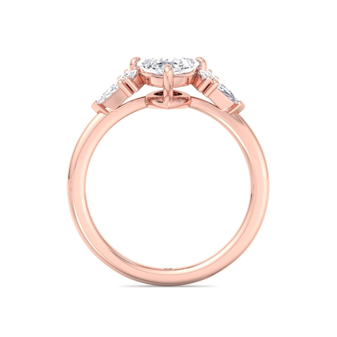 Marquise Shape Engagement Ring with Marquise and Pear Shape Sidestones