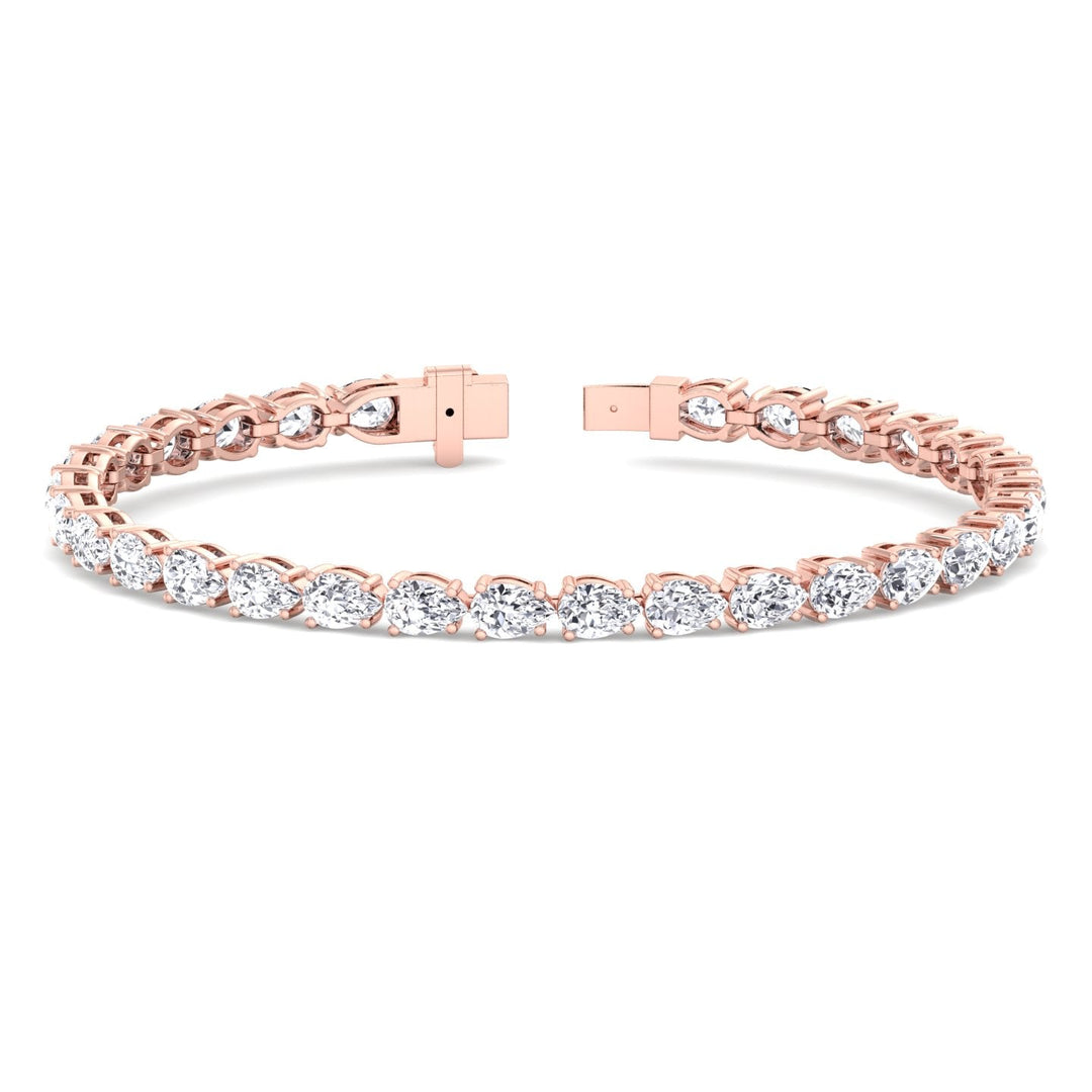 (13.70Ct T.W) Pear Shape East To West Tennis Bracelet