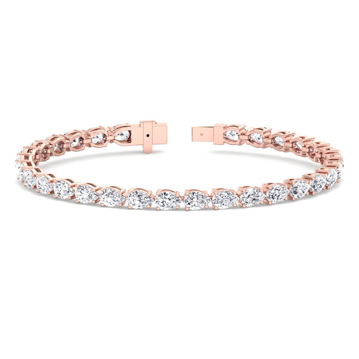 (13.70Ct T.W) Pear Shape East To West Tennis Bracelet
