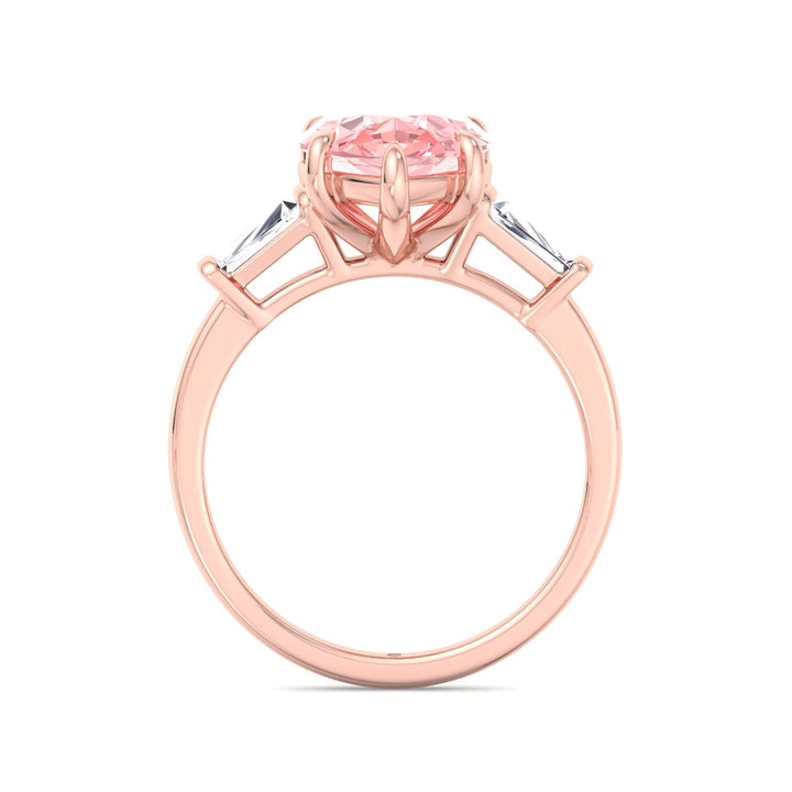 Pear Shape Pink Engagement Ring with Tapered Baguettes