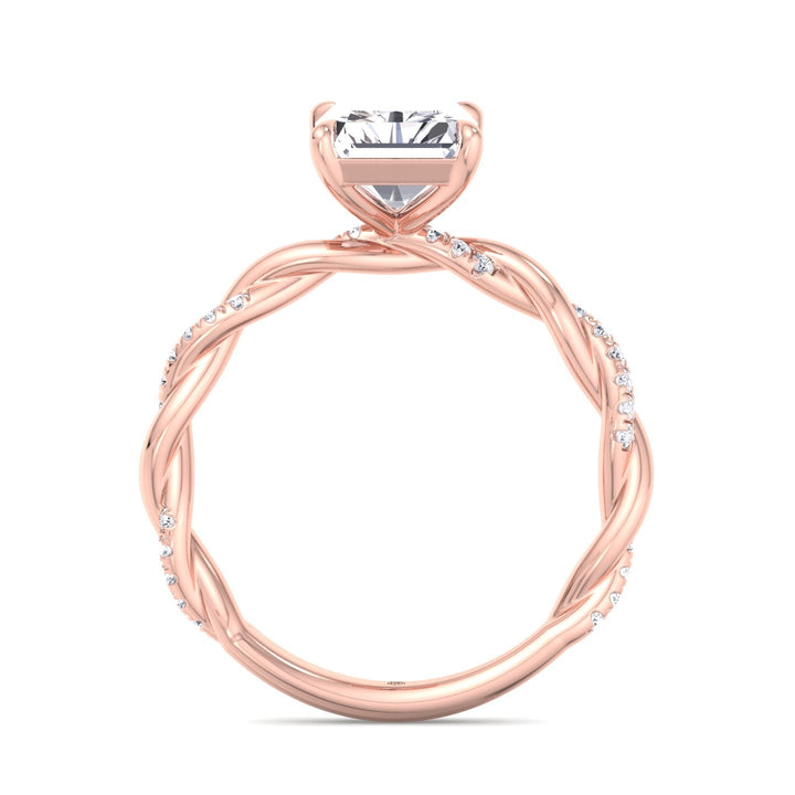 Radiant Cut Twisted Band Engagement Ring