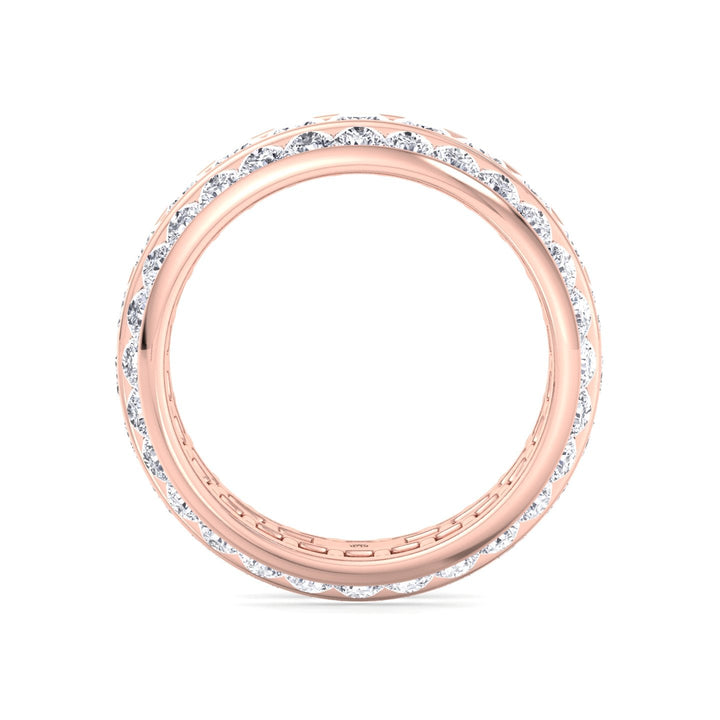 3 Row Channel Set Princess and Round Cut Eternity Band