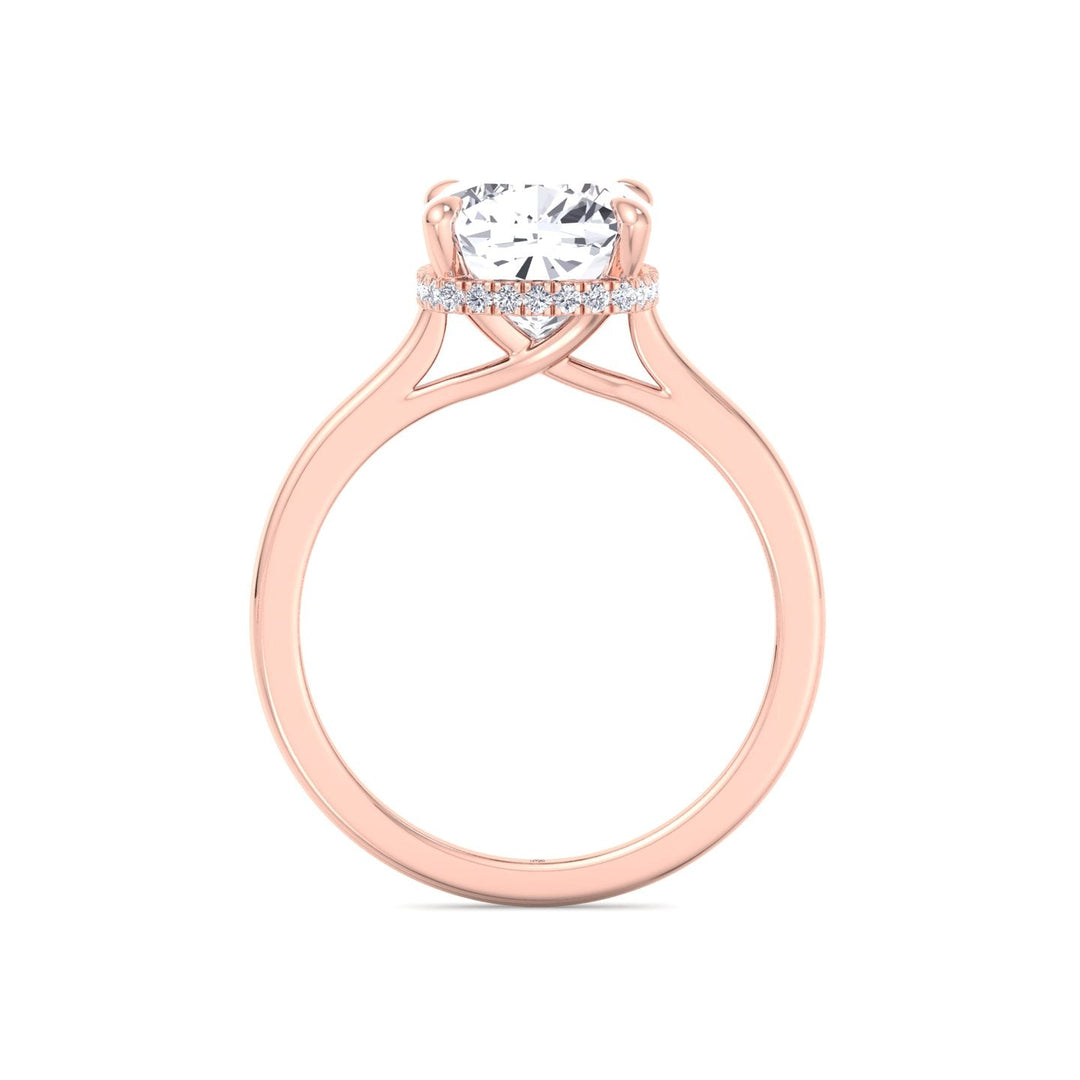 Cushion Cut Solitaire Engagement Ring with Hidden Halo