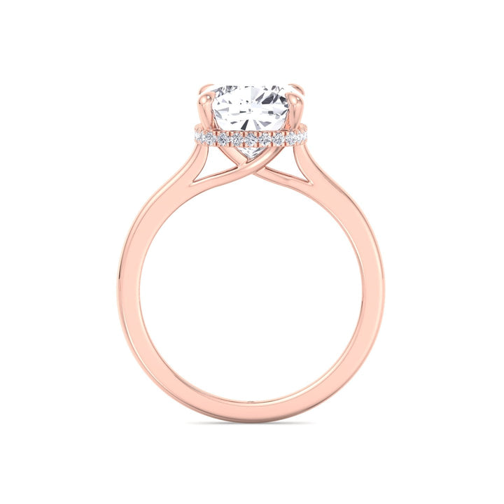 Cushion Cut Solitaire Engagement Ring with Hidden Halo
